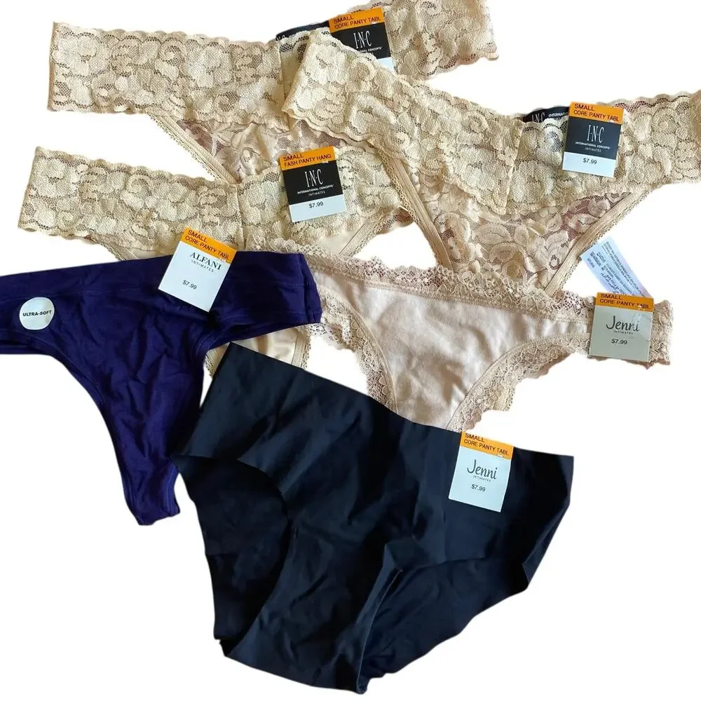 NEW MIXES BRAND Pantie Bundle of 6 Size Small Thong & Seamless Bikini